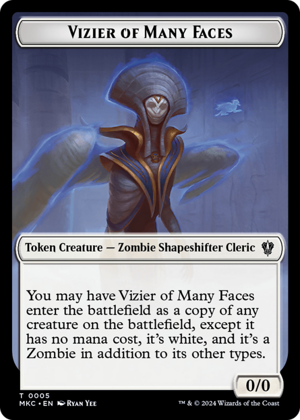 Vizier of Many Faces    Zombie Double-Sided Token [Murders at Karlov Manor Commander Tokens] Sale